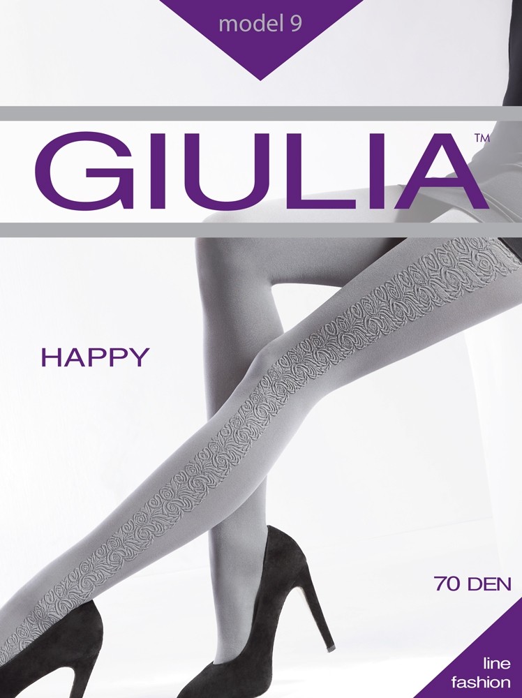 Колготки плотные с рисунком "Happy 9" (nero, 70 Den) | Art G
