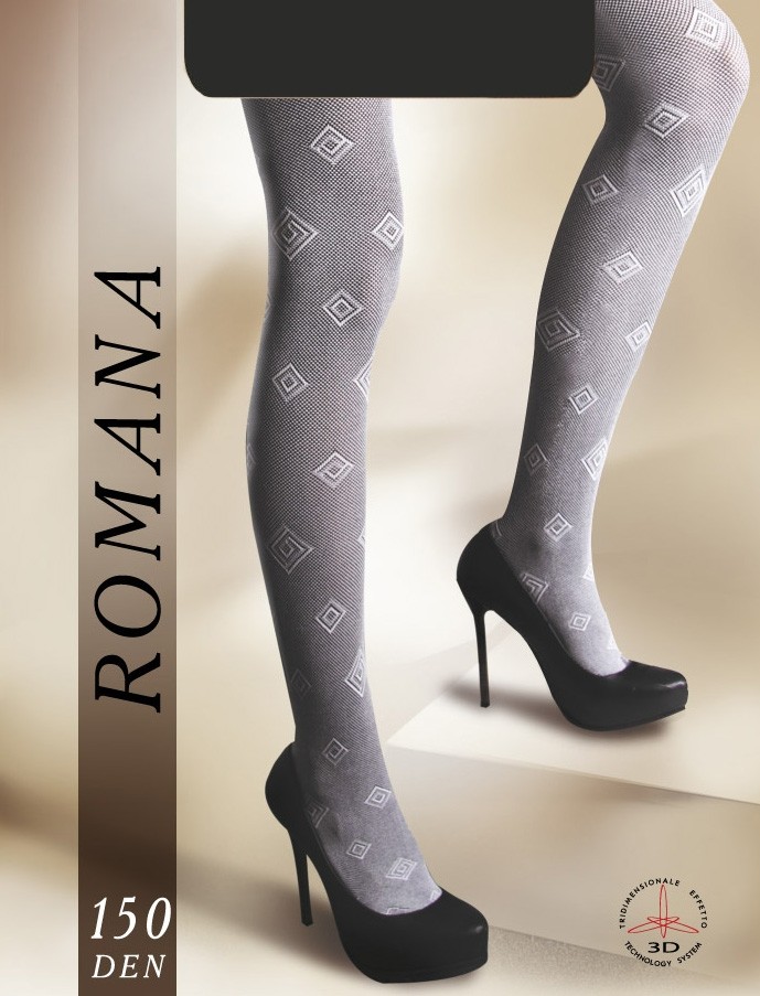 Колготки плотные с рисунком "Romana" (fumo, 150 Den) | Art G