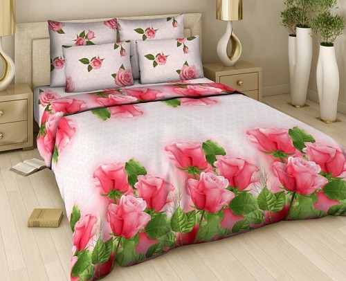 Комплект постельного белья «Розелла» (рис. 300/1, семейный, поплин, 2 наволочки 70х70) | Золотая | ТДЛ Текстиль