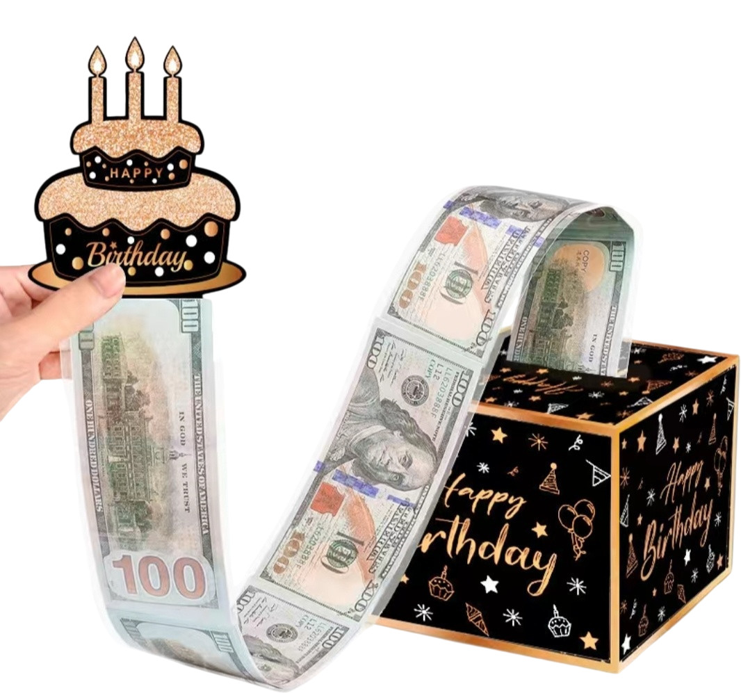Коробка-сюрприз подарочная с вытягивающимися купюрами «Happy Birthday»