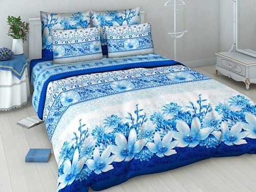 Комплект постельного белья «Гжель» с 3D эффектом (арт. 4295/1, евро, бязь, 2 наволочки 70х70) | Дизайн сезона | ТДЛ Текстиль