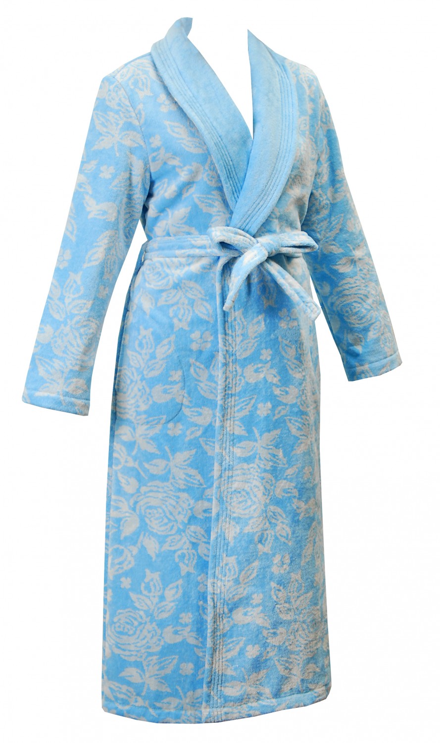 Халат женский махровый пестротканый "Giardino" (цвет голубой) | Giardino | ДМ Текстиль