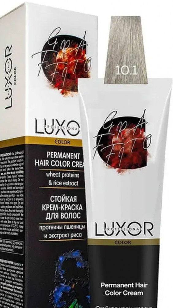 Стойкая крем-краска для волос, оттенок 10.1 Платиновый блондин пепельный | Luxor Professional