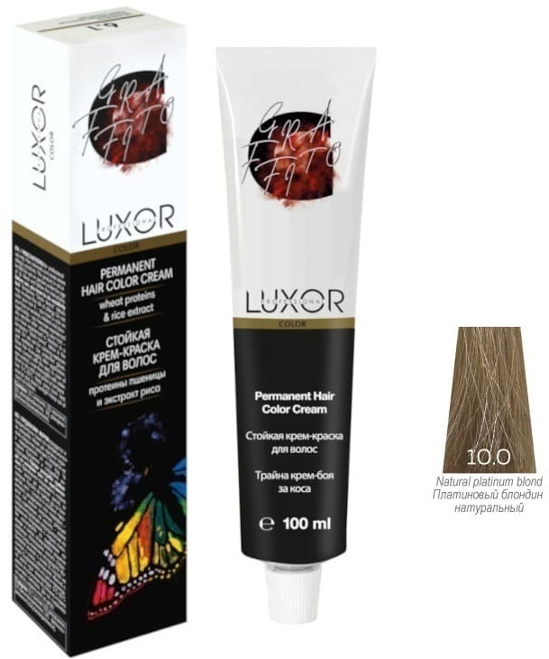 Крем-краска для волос, оттенок 10.0 Платиновый блондин натуральный | Luxor Professional