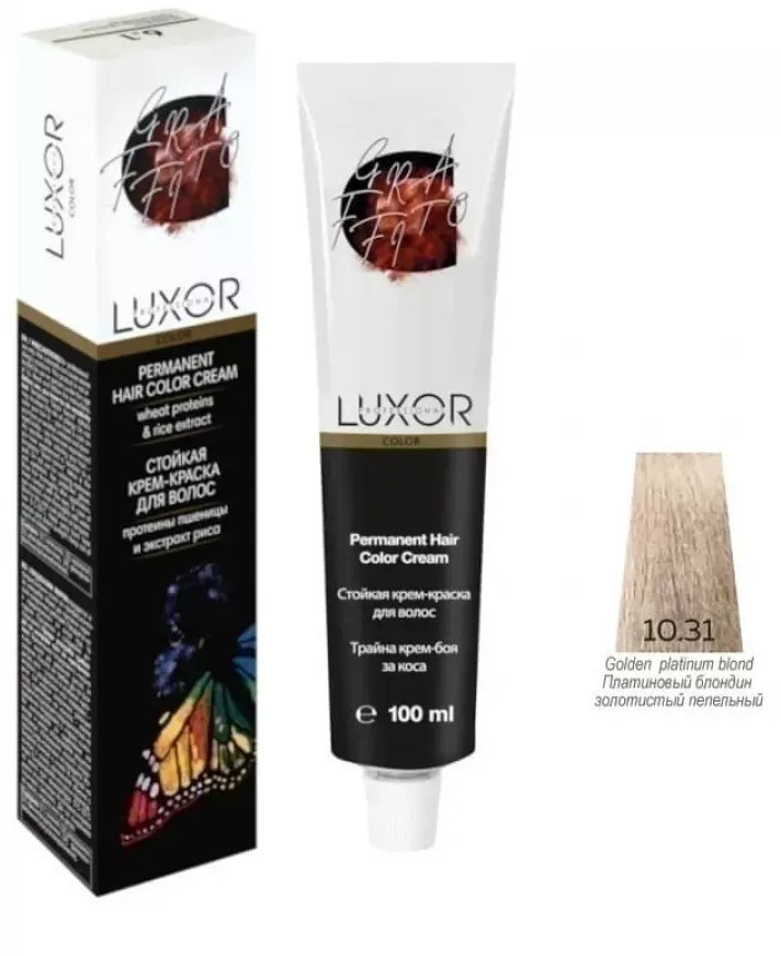 Крем-краска для волос, оттенок 10.31 Платиновый блондин золотистый пепельный | Luxor Professional