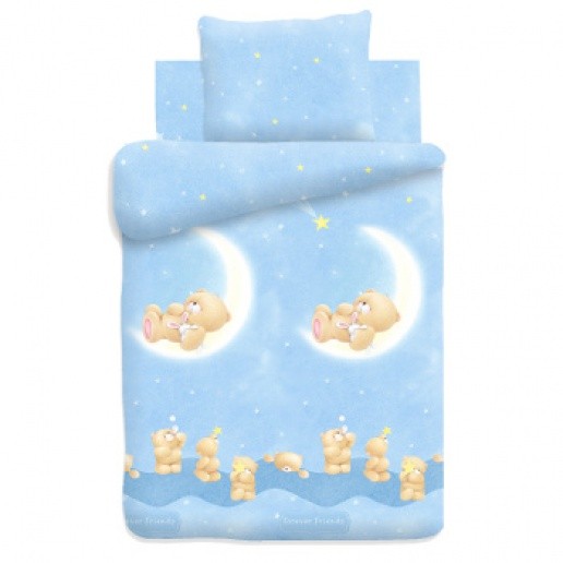 Комплект постельного белья для детской кроватки «Лунный мишка» (арт. 8621, поплин, 1 наволочка 40х60) | Перфект
