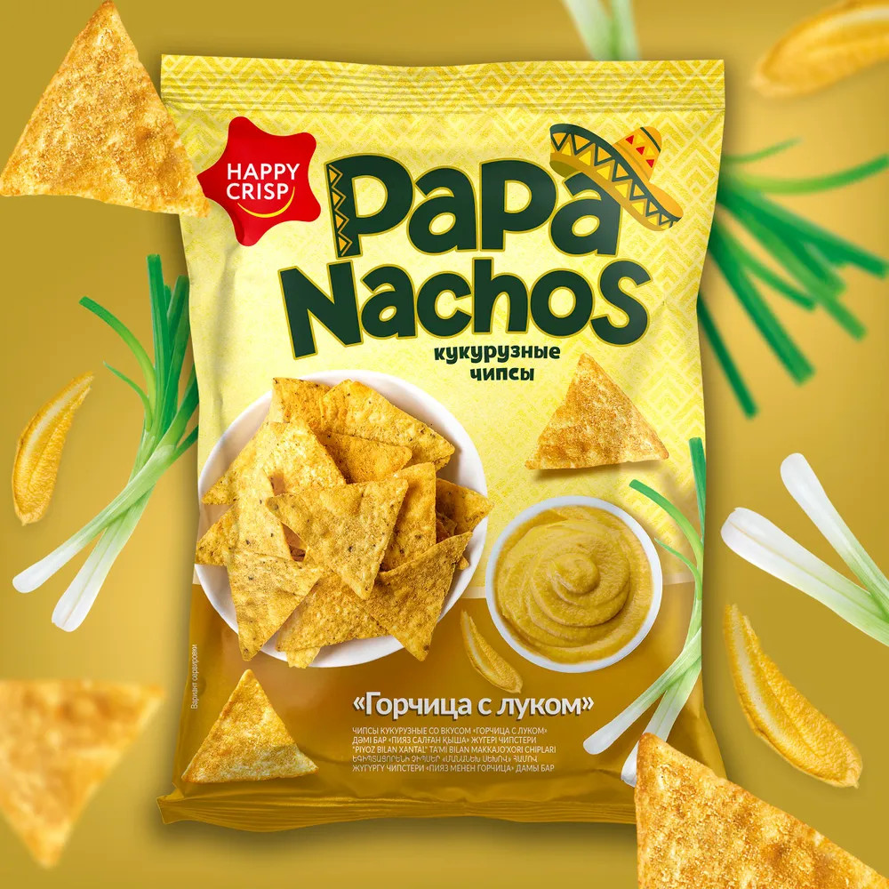 Чипсы кукурузные «Горчица с луком» | Papa Nachos