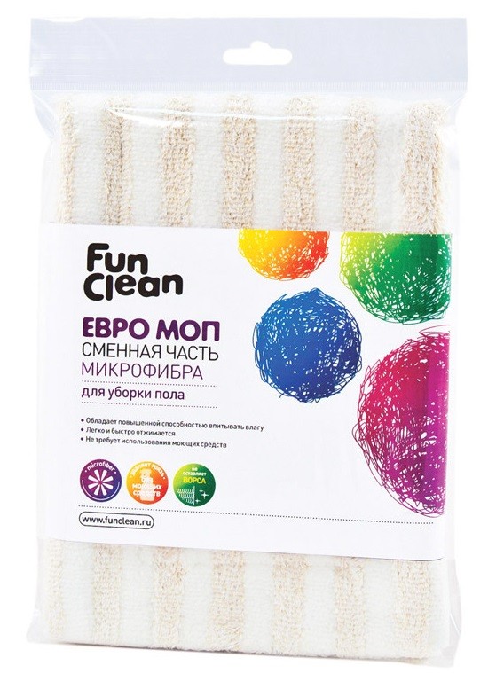 Сменная часть на Евро Моп-насадку "Fun Clean", микрофибра | Акцент
