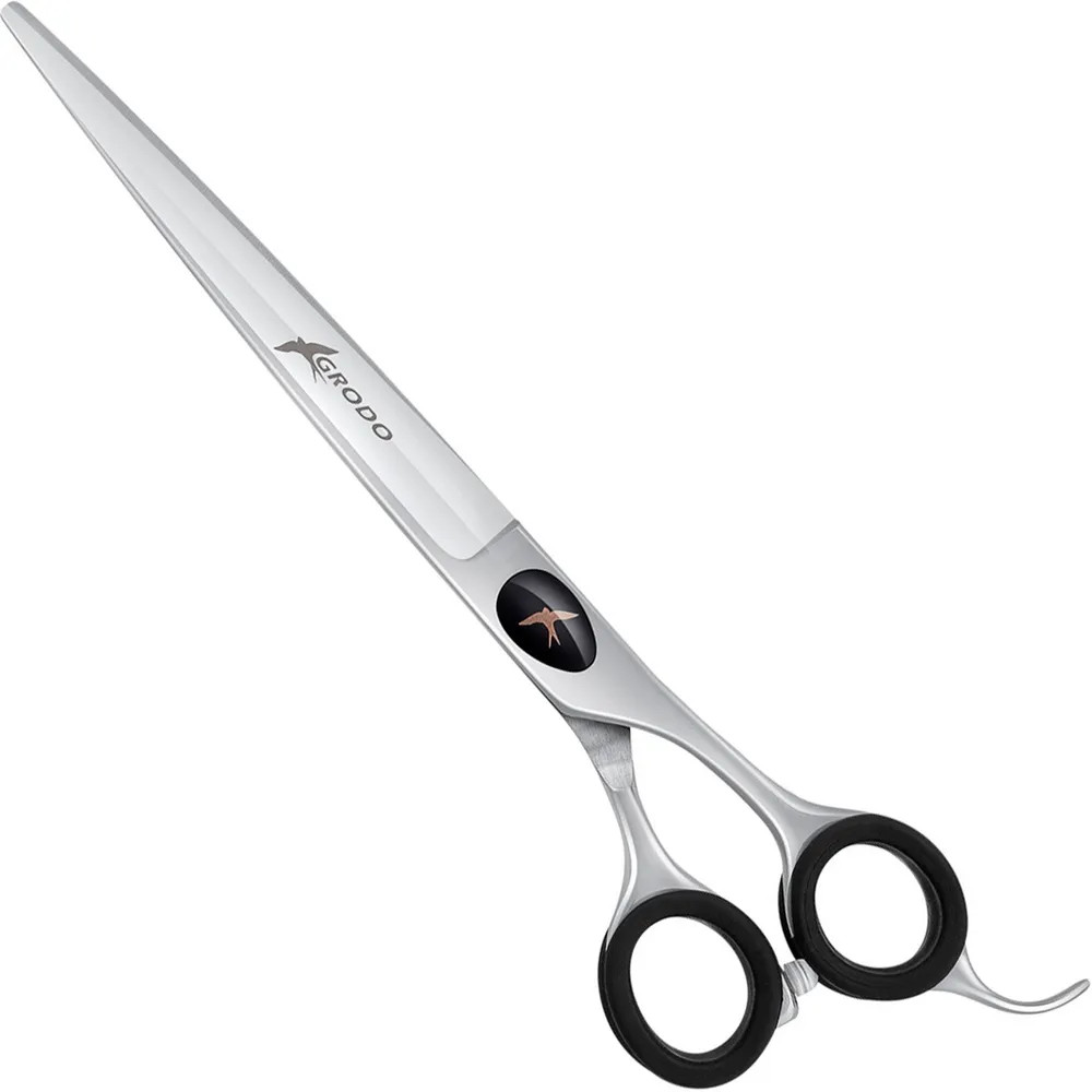 Ножницы для груминга прямые с большим черным винтом 7.5" «Silk Slice» | Grodo