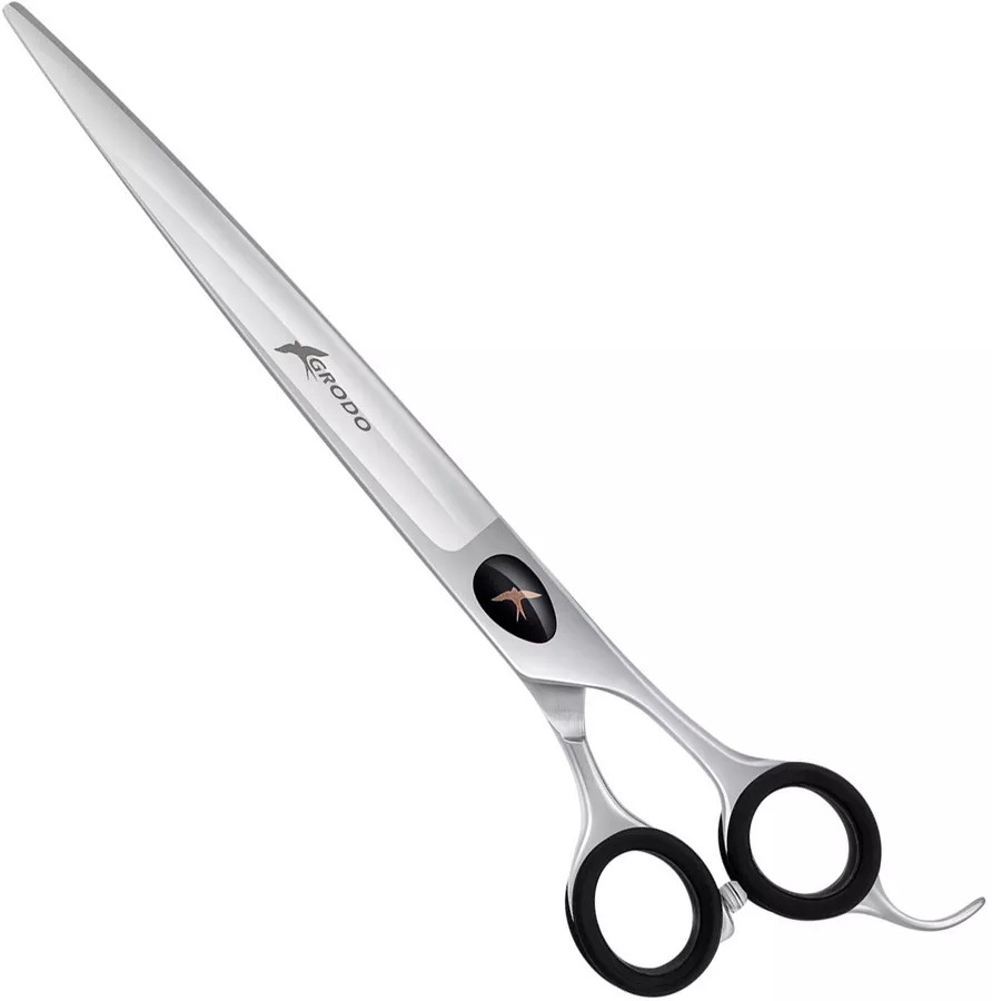 Ножницы для груминга прямые с большим черным винтом 8" «Silk Slice» | Grodo