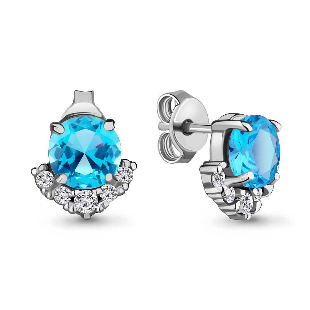 Серьги из серебра с топазами и фианитами | Aquamarine