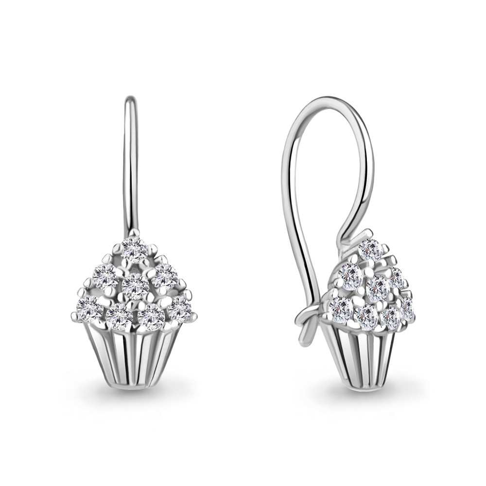 Серьги из серебра с фианитами | Aquamarine