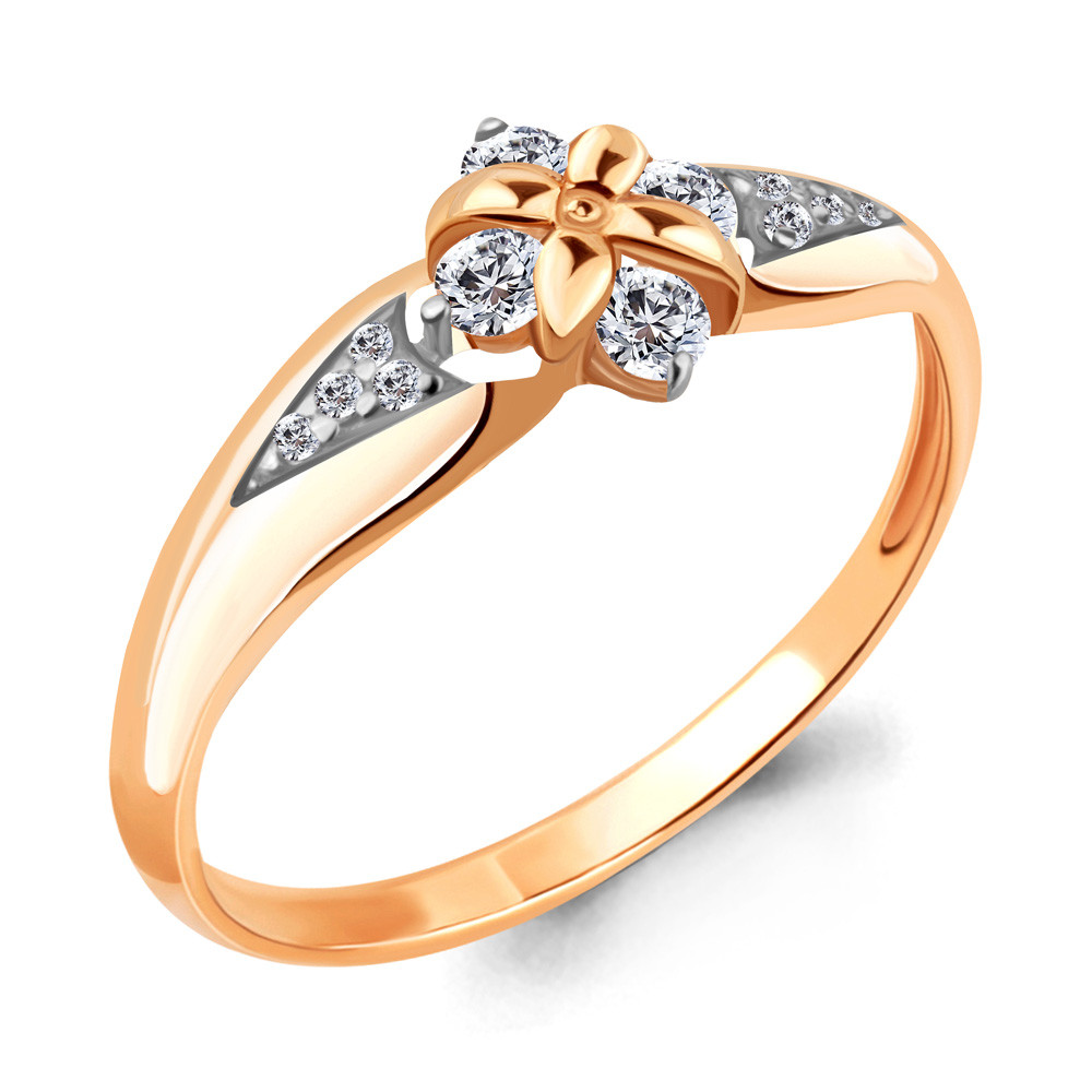 Кольцо из золочёного серебра с фианитами | Aquamarine