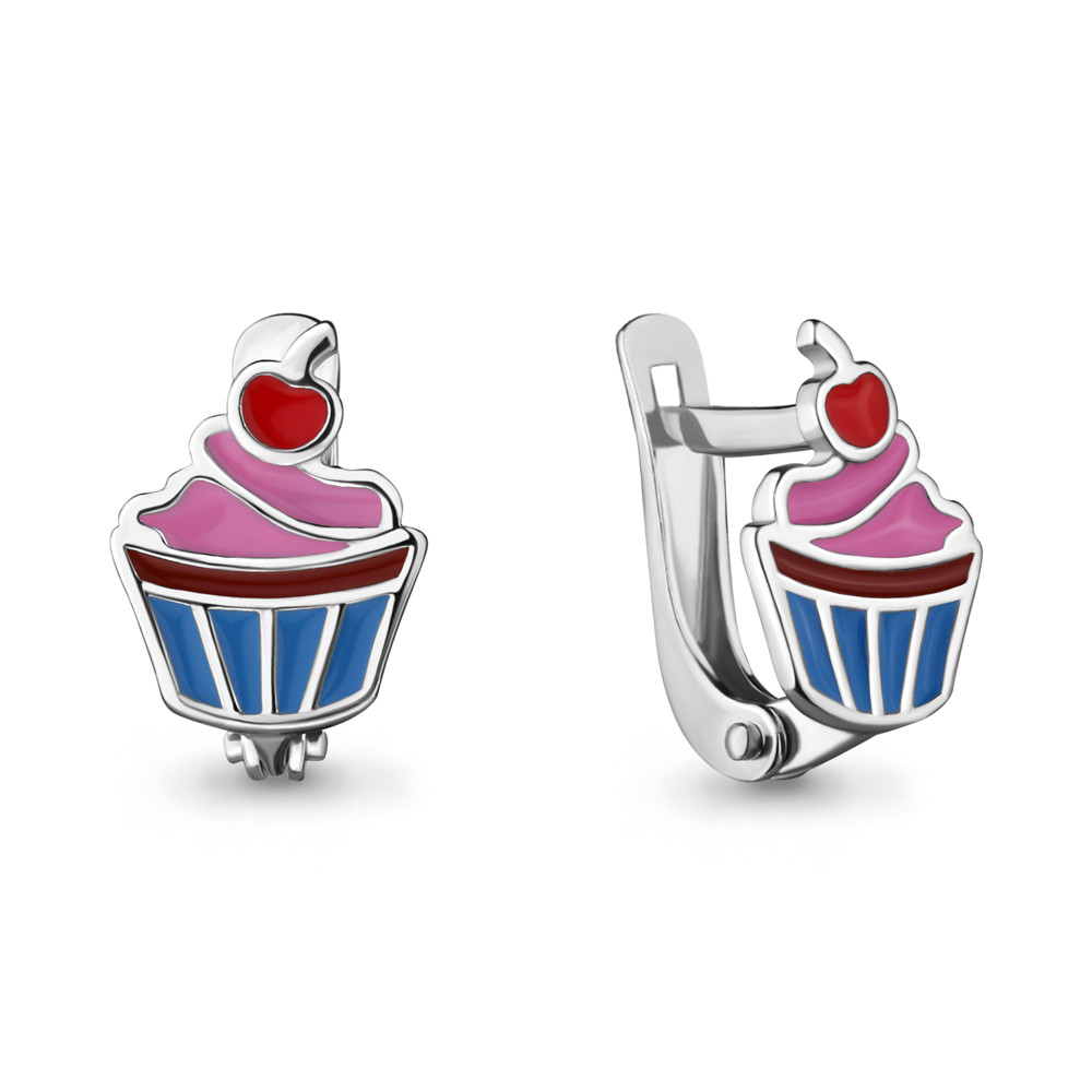 Серьги из серебра с эмалью | Happy | Aquamarine