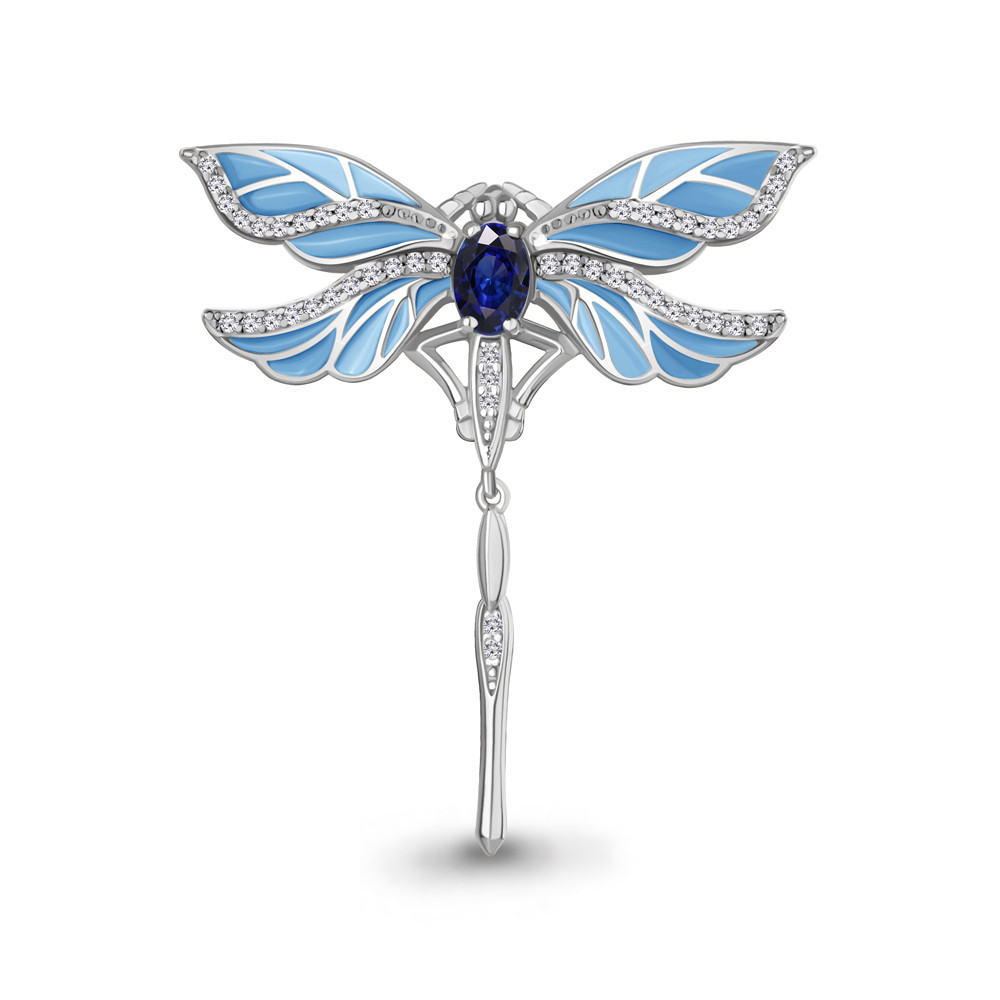 Серебра с наносапфиром, фианитами и эмалью | Aquamarine