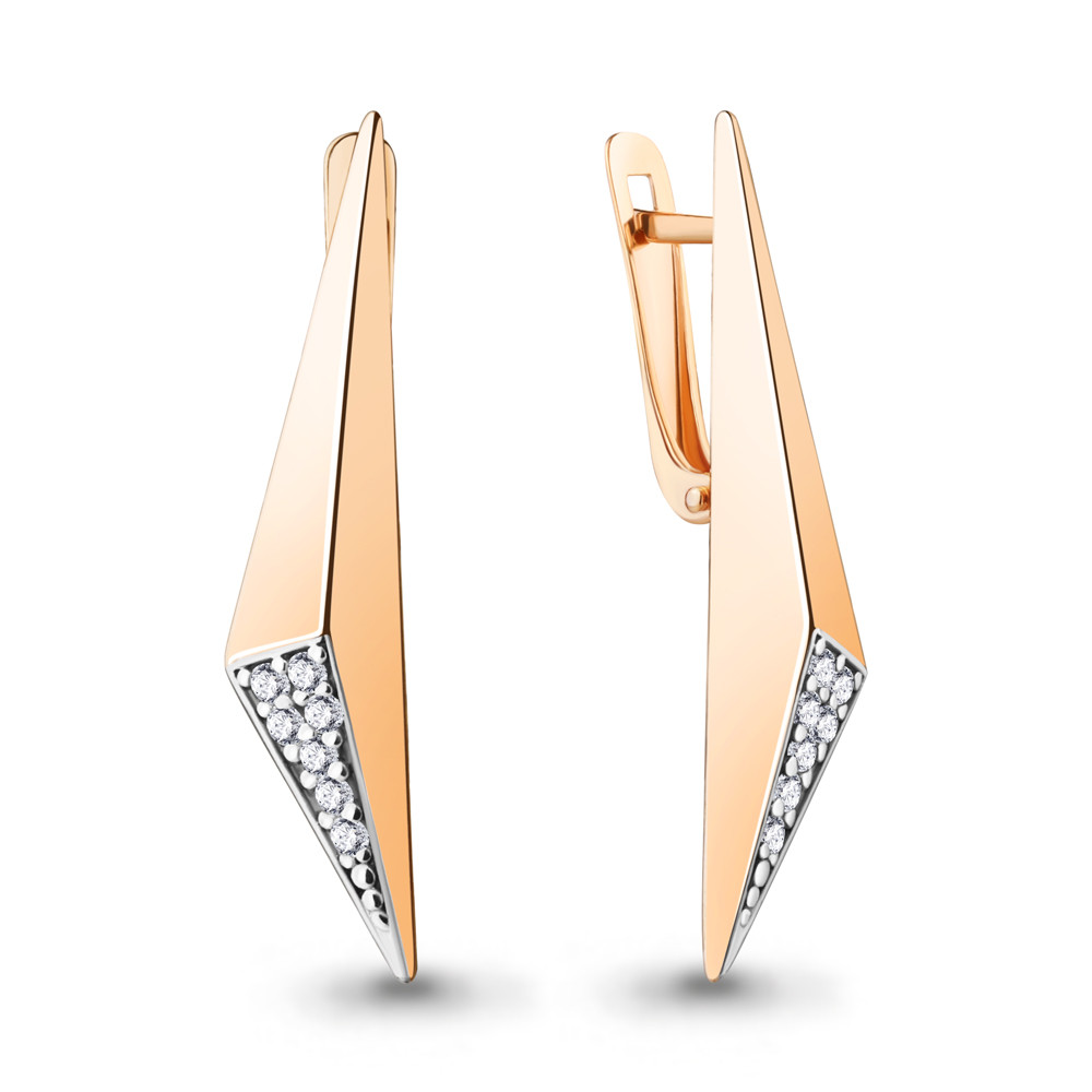 Серьги из золоченного серебра с фианитами | Aquamarine