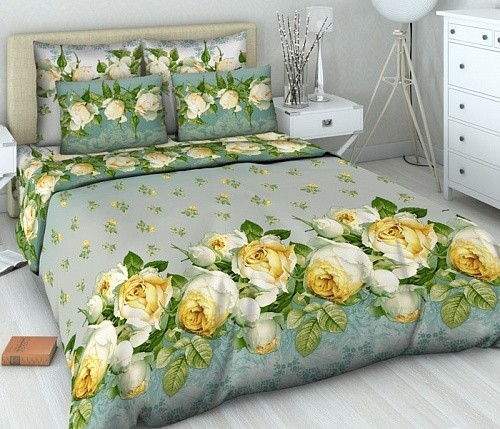 Комплект постельного белья «Французский аромат» (арт. 4315/1, 2-спальный, бязь, 2 наволочки 70х70) | Самоцветная | ТДЛ Текстиль