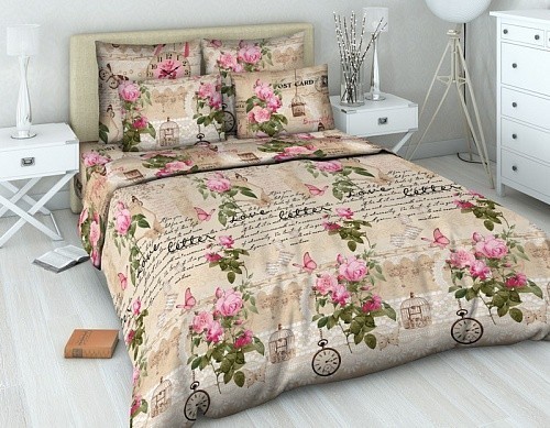 Комплект постельного белья «Шанталь Роза» (арт. 4400/1, 2-спальный, бязь, 2 наволочки 70х70) | Самоцветная | ТДЛ Текстиль