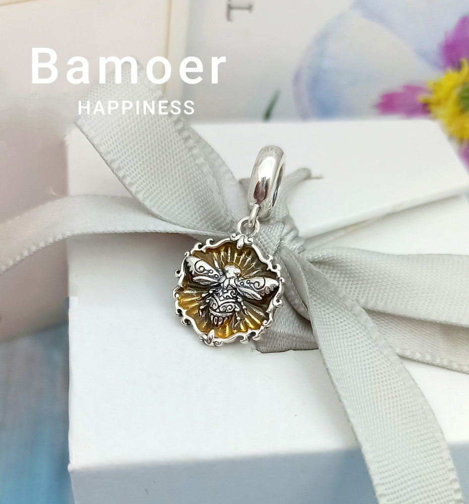 Шарм-подвеска из серебра «Пчела в меду» | Bamoer