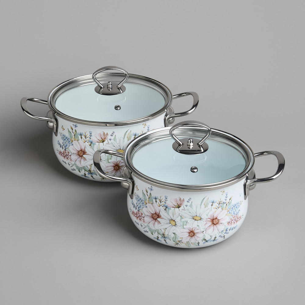 Набор кастрюль эмалированных с крышками «Дворцовый парк» | Дворцовый парк | Agness