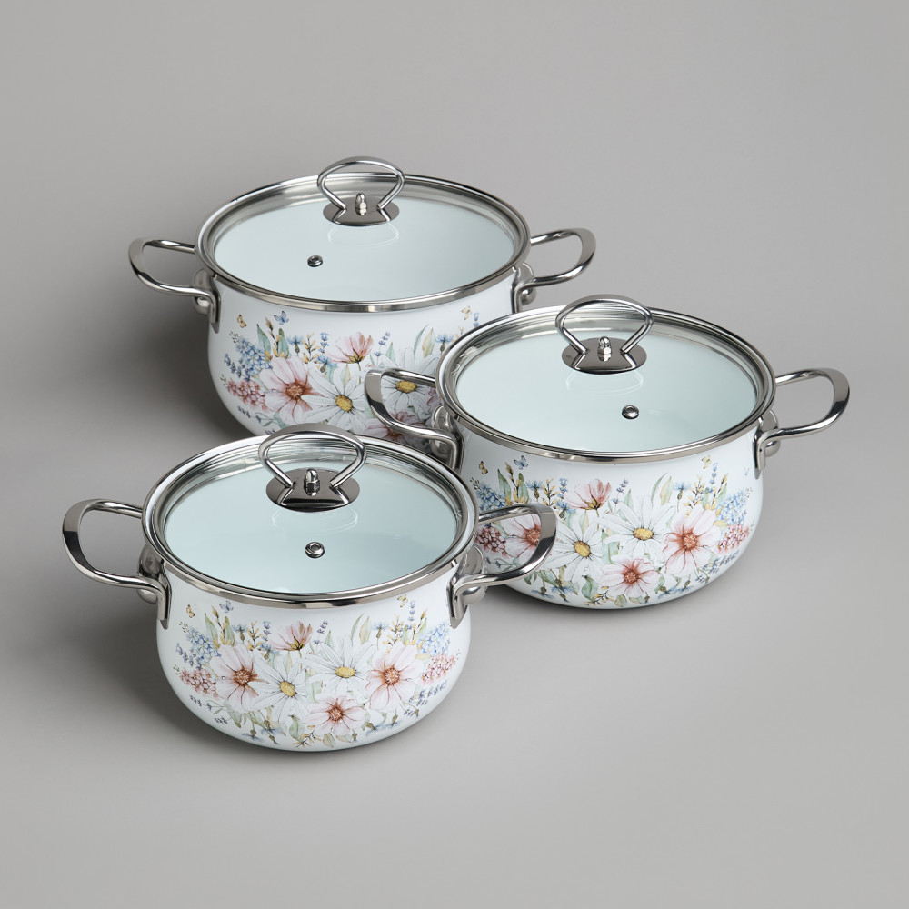 Набор кастрюль эмалированных с крышками «Дворцовый парк» | Дворцовый парк | Agness