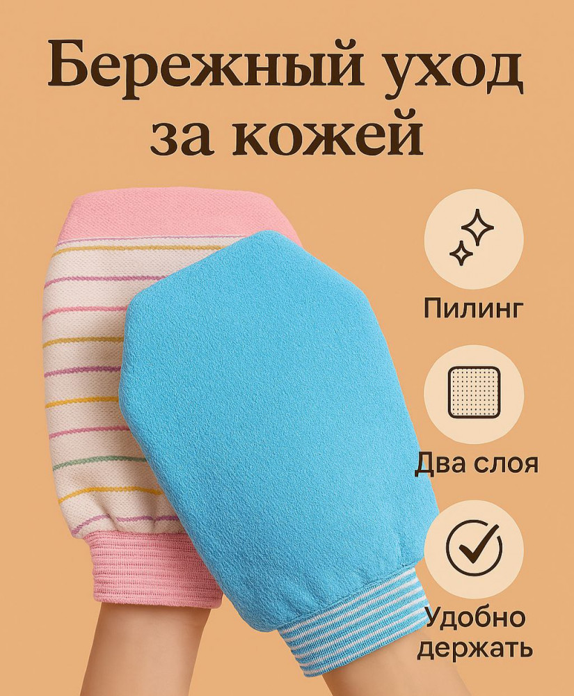 Комплект мочалок-рукавичек для тела