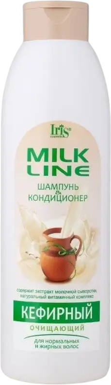 Шампунь-кондиционер для нормальных и жирных волос «Кефирный» | Milk Line | Iris Cosmetic