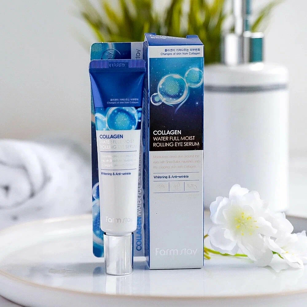Лифтинг-сыворотка для кожи вокруг глаз «Collagen Water Full Moist Rolling Eye Serum» | FarmStay