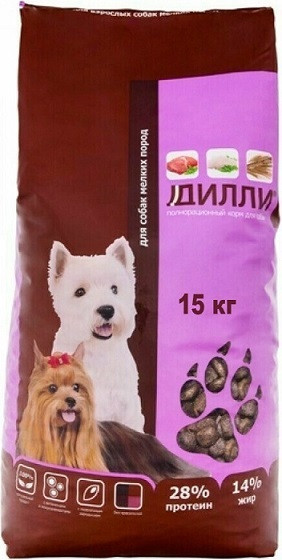 Корм сухой с говядиной для собак мелких пород | Дилли