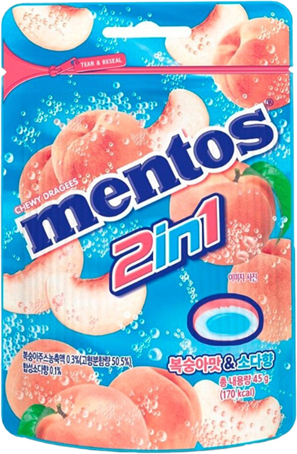 Конфеты жевательные со вкусом персика и содовой | Duo | Mentos