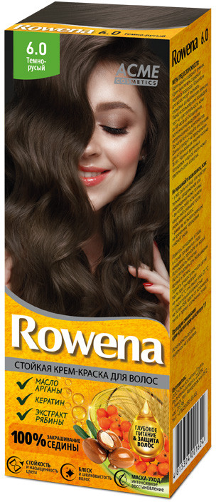 Крем-краска для волос стойкая «Rowena», оттенок 6.0 Тёмно-русый | Acme-Color