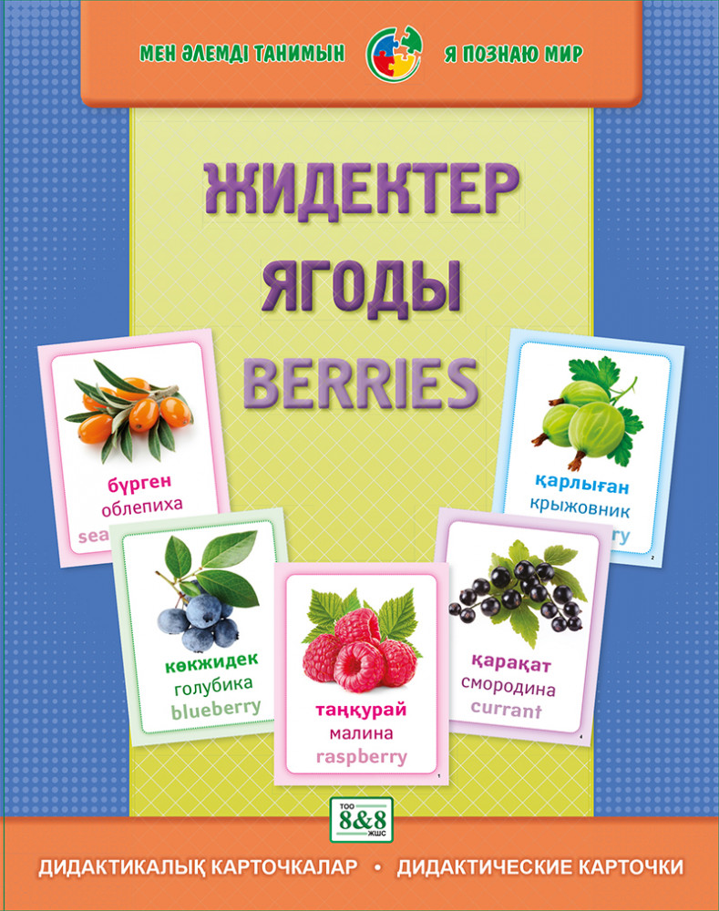 Жидектер. Ягоды. Berries. Дидактикалық карточкалар. Дидактические карточки | Я познаю мир