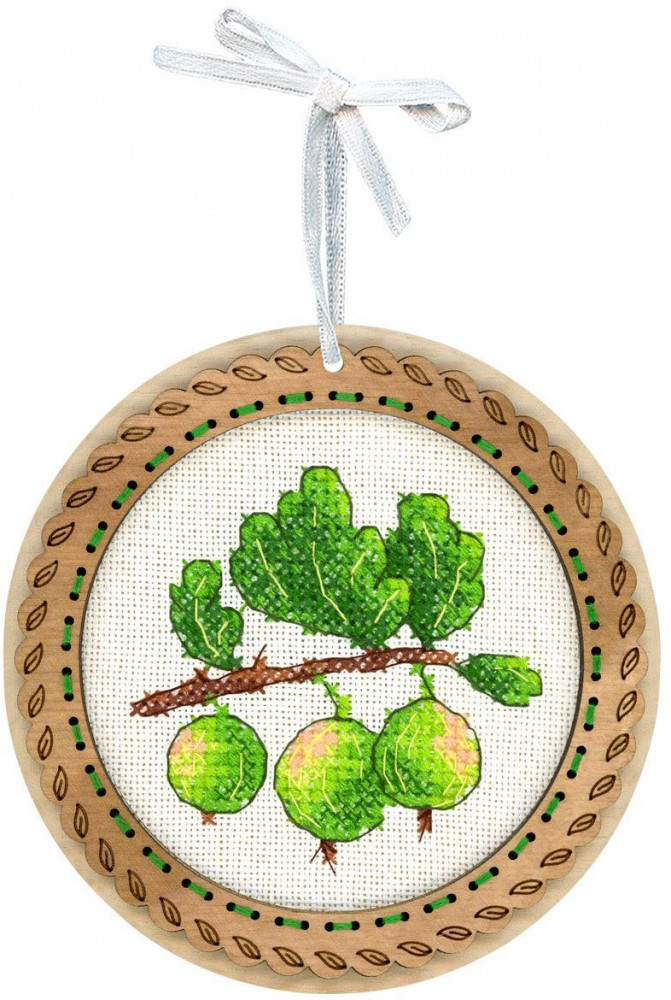 Набор для вышивания на деревянной основе «Дачные ягоды. Крыжовник» | Миниатюра | Щепка