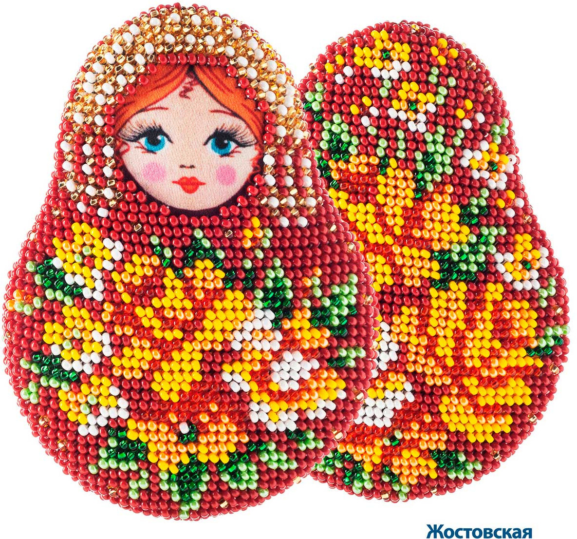 Набор для вышивания бисером «Матрешка Жостовская» | Радуга бисера