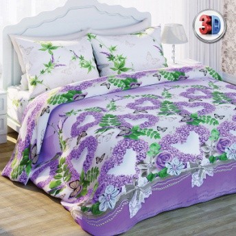Комплект постельного белья «Нежная сирень» (арт. 11753, 1,5-спальный, биокомфорт, 2 наволочки 70х70) | 3D