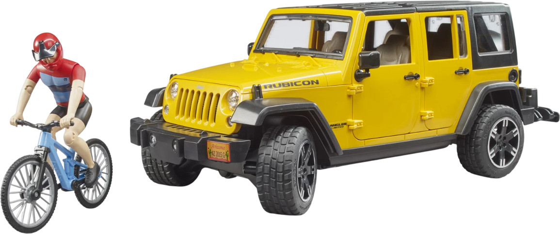 Внедорожник c велосипедистом и фигуркой «Wrangler Rubicon Unlimited» | Bruder