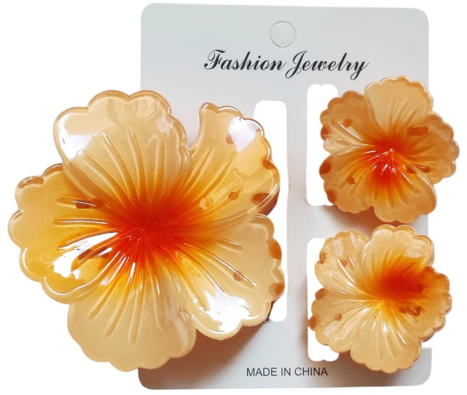 Набор заколок-крабов для волос «Цветы»