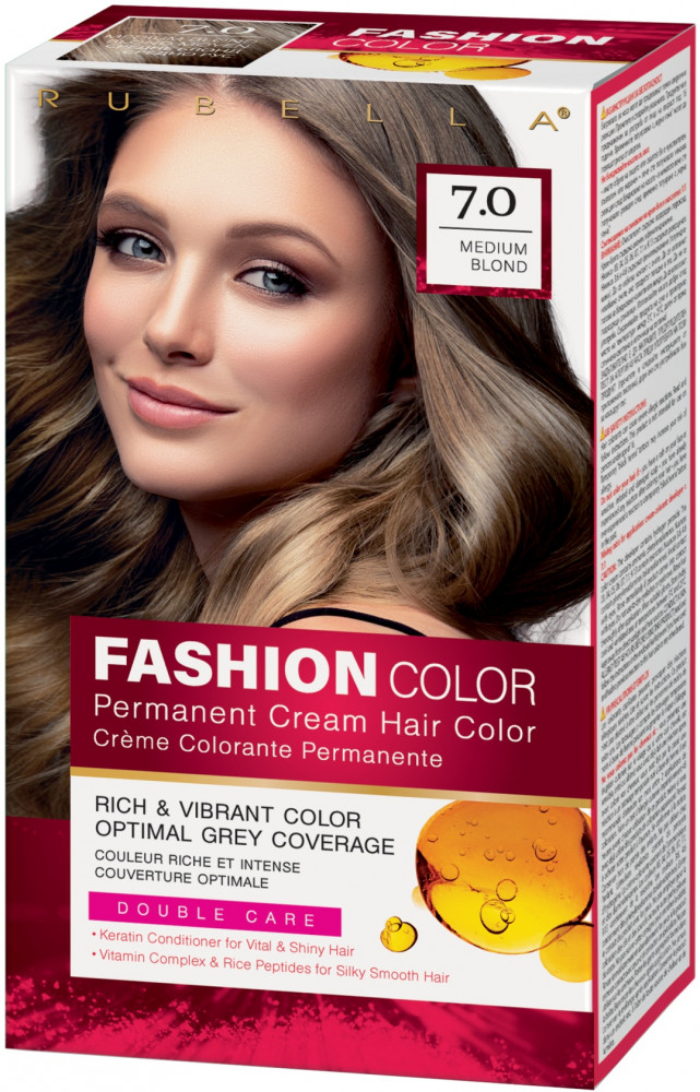 Крем-краска для волос, оттенок 7.0 Medium Blond | Fashion Color | Rubella