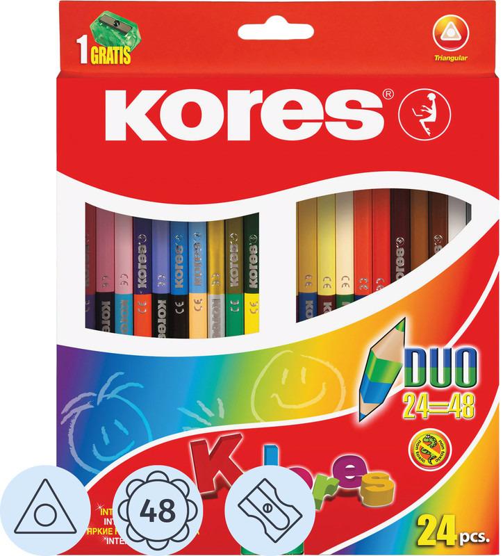 Набор двусторонних цветных карандашей с точилкой «Duo» | Kolores | Kores