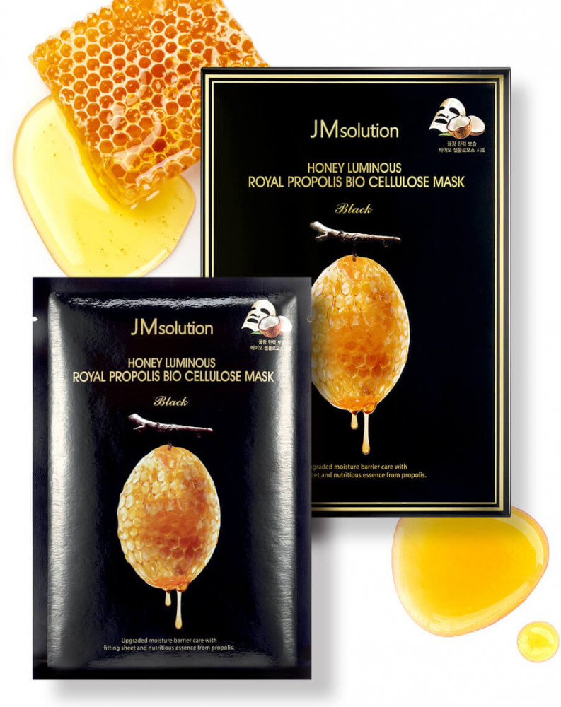 Маска для лица с экстрактом прополиса «Honey Luminous Royal Propolis Mask» | Black | JMsolution