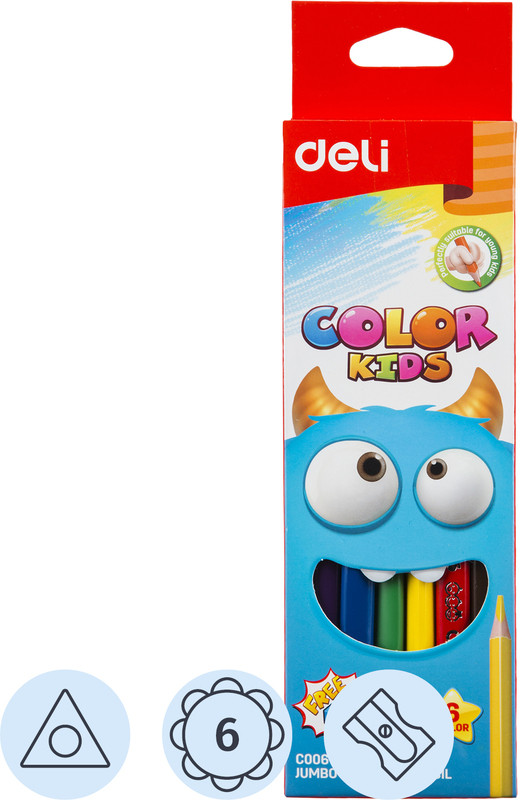 Набор цветных карандашей с точилкой «Color Kids» | DELI
