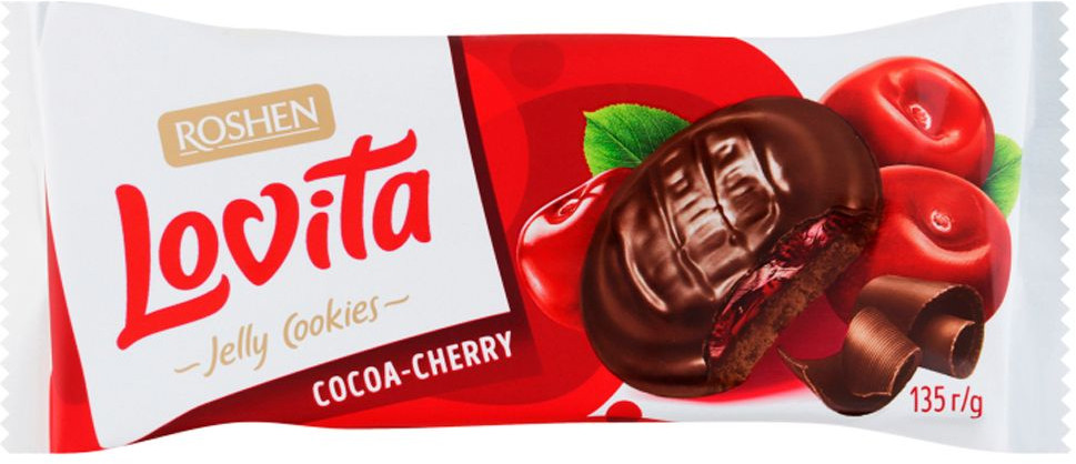 Сдобное печенье c желейной вишневой начинкой «Lovita Jelly Cookies» | Roshen