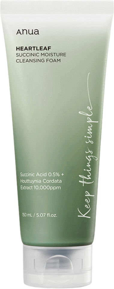 Гель-пенка для умывания с янтарной кислотой «Heartleaf Succinic Moisture Cleansing Foam» | Anua