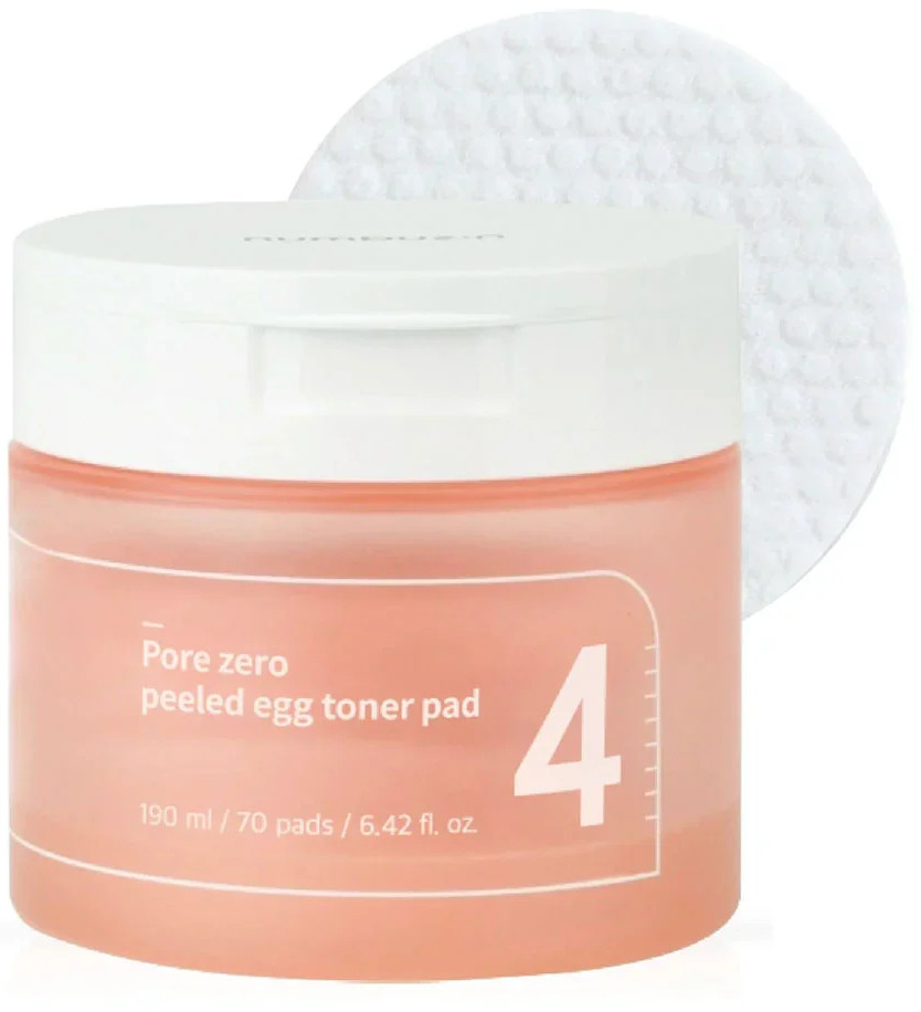 Пилинг-пэды для выравнивания рельефа кожи лица «No.4 Pore Zero Peeled Egg Toner Pad» | Numbuzin
