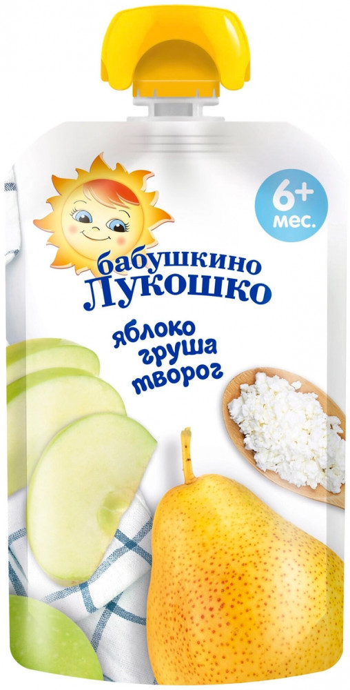 Пюре детское «Яблоко, груша, творог» | Бабушкино Лукошко