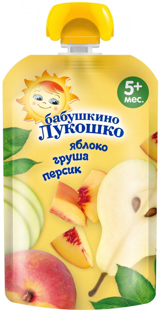 Пюре детское «Яблоко, груша, персик» | Бабушкино Лукошко