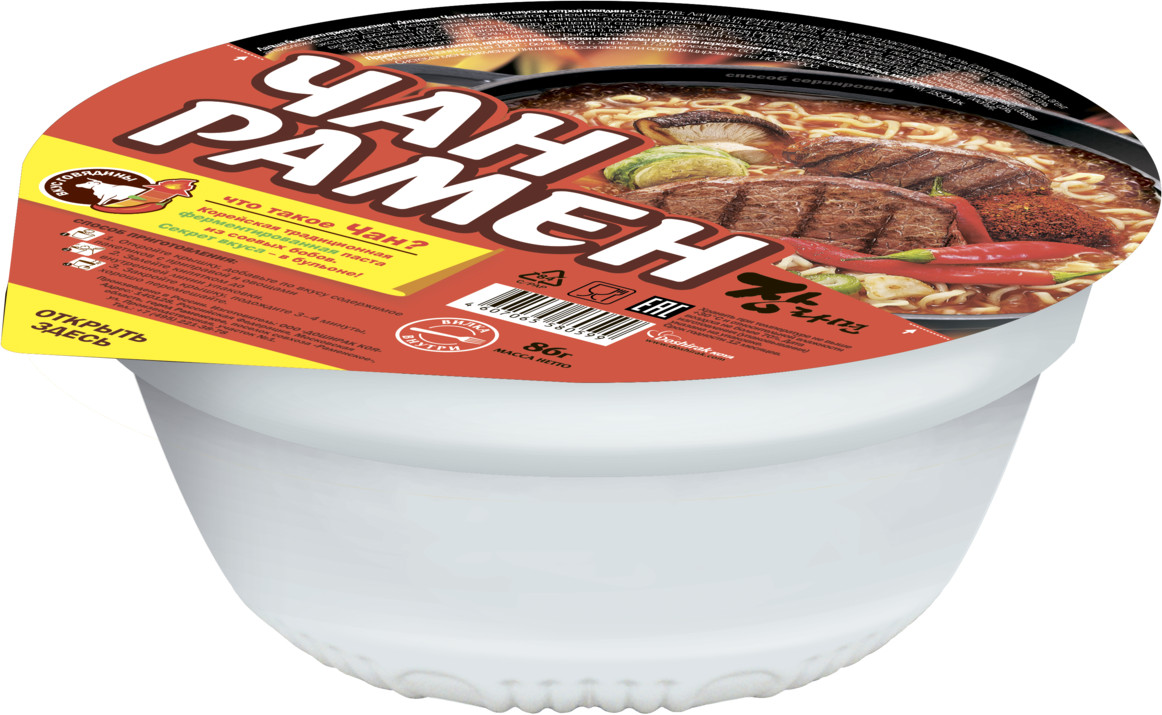 Лапша быстрого приготовления со вкусом острой говядины «Чан Рамен» | Доширак