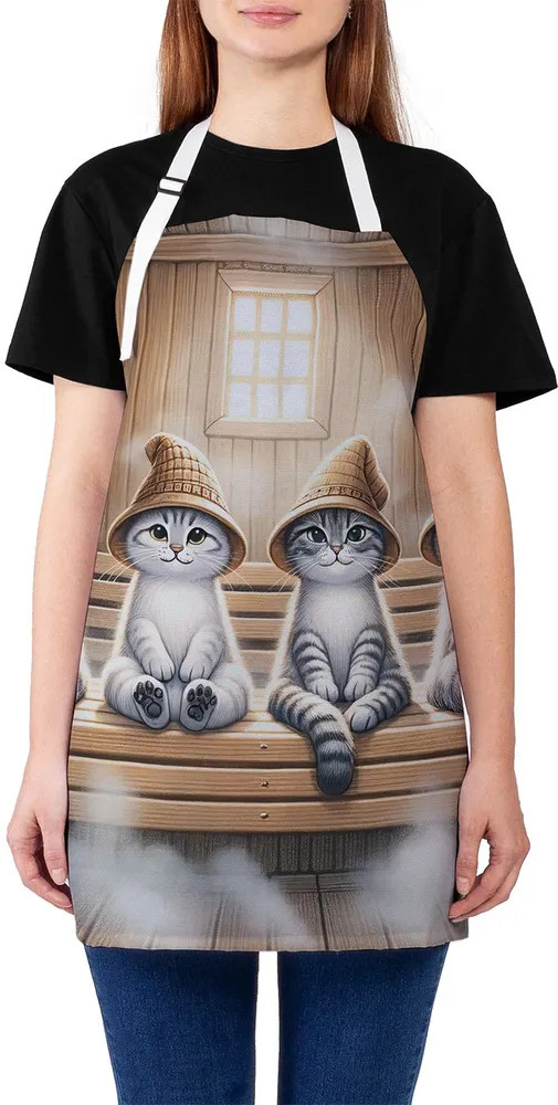 Фартук кухонный «Коты в бане» | Коты в бане | JoyArty