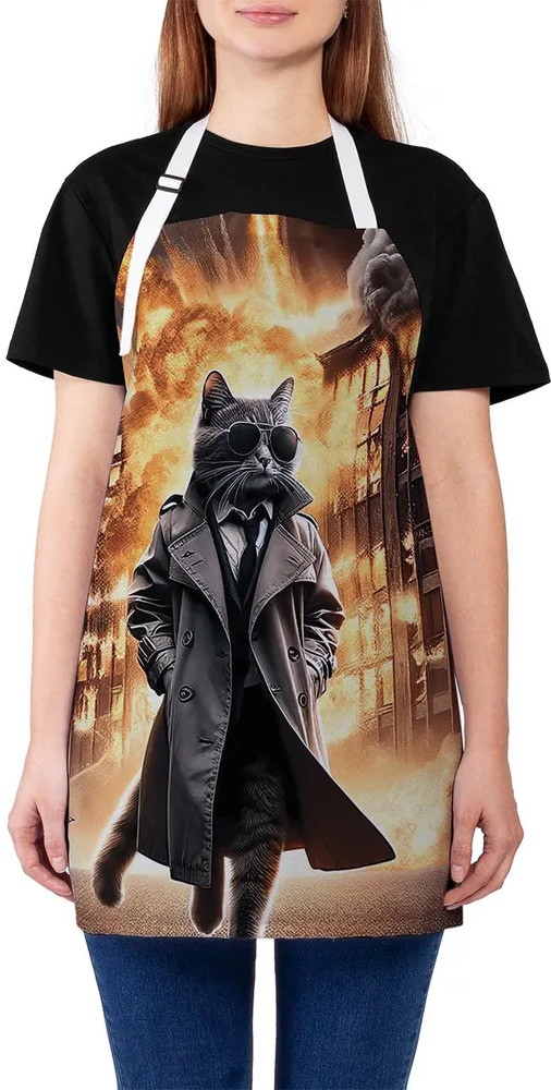 Фартук кухонный «Кот-спецагент» | Кот-спецагент | JoyArty