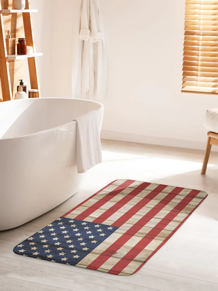 Коврик для ванной комнаты и туалета противоскользящий | Флаг США | JoyArty